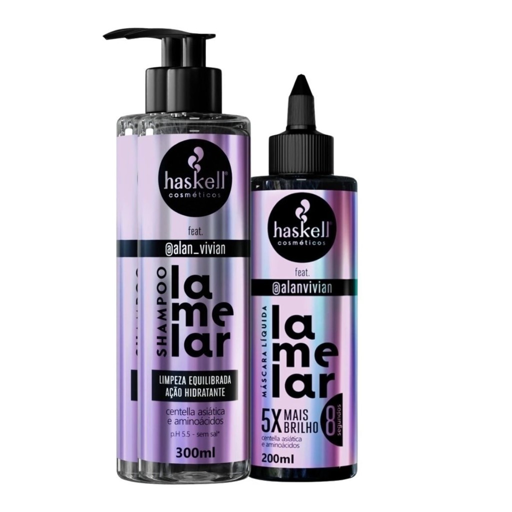 Kit Lamelar Haskell Feat Alan Vivian Shampoo e Máscara Liquida