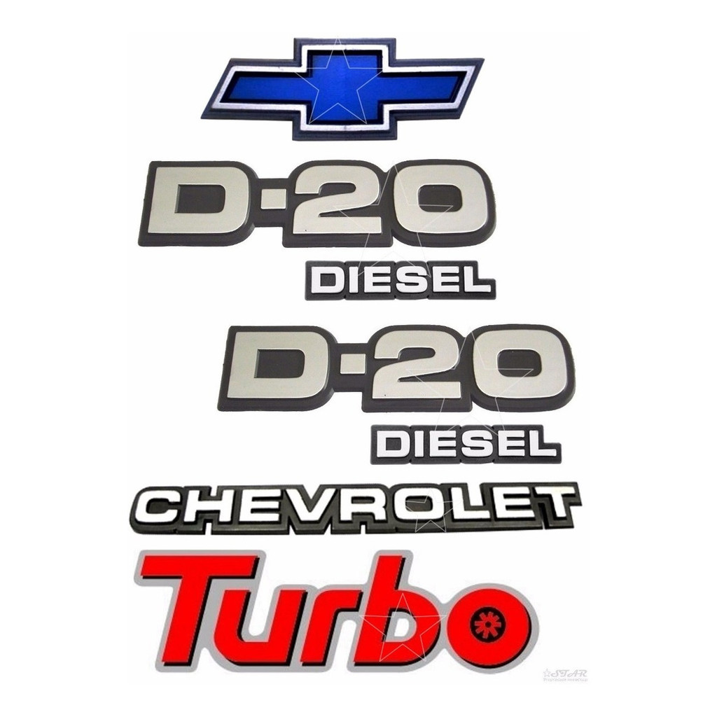 Emblemas D20 Diesel + Chevrolet + Gravata + Turbo - 85 À 92 - Óleo