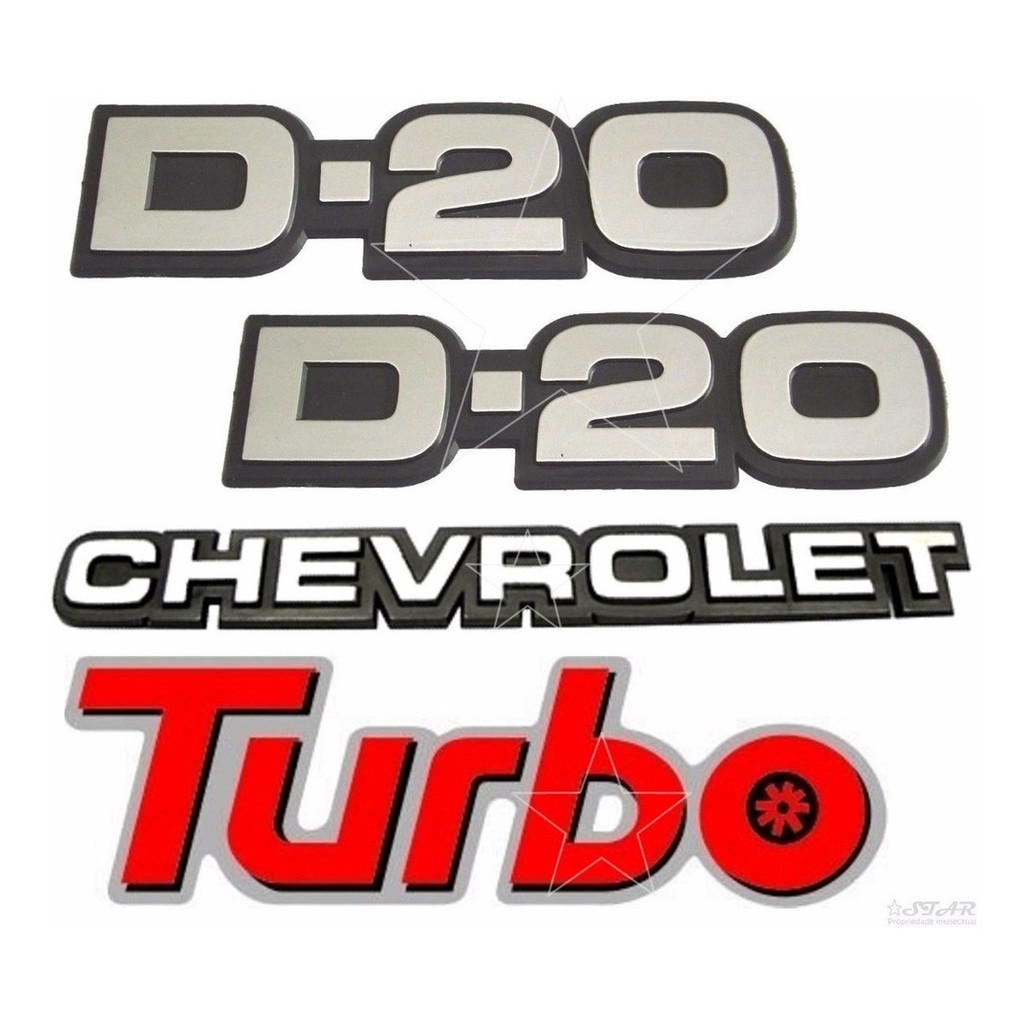 Emblemas D20 + Chevrolet + Turbo - 1985 À 1992