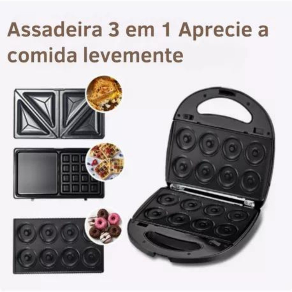 Máquina Donuts Wafler Rosquinha Sanduicheira 3 Em 1 110V em Oferta na Shopee