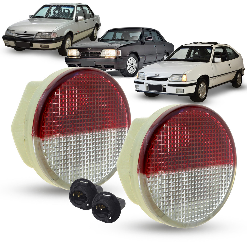 Par de Lanterna Luz de Cortesia da Porta Redonda + Soquete Chevrolet Monza Tubarão Opala Caravan Kadett