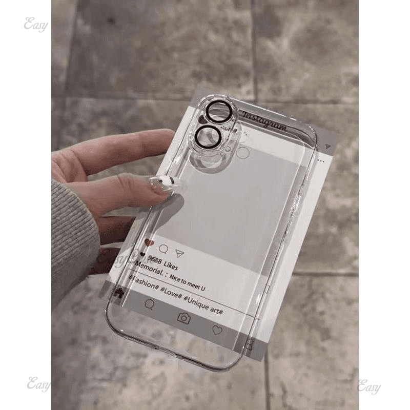 Capa De Telefone Com Proteção De Lente De Vidro Minimalmente Projetada Para iPhone 16 15 14 13 12 11 Pro Max PC Dura anti-Queda E Traseira Antiderrapante