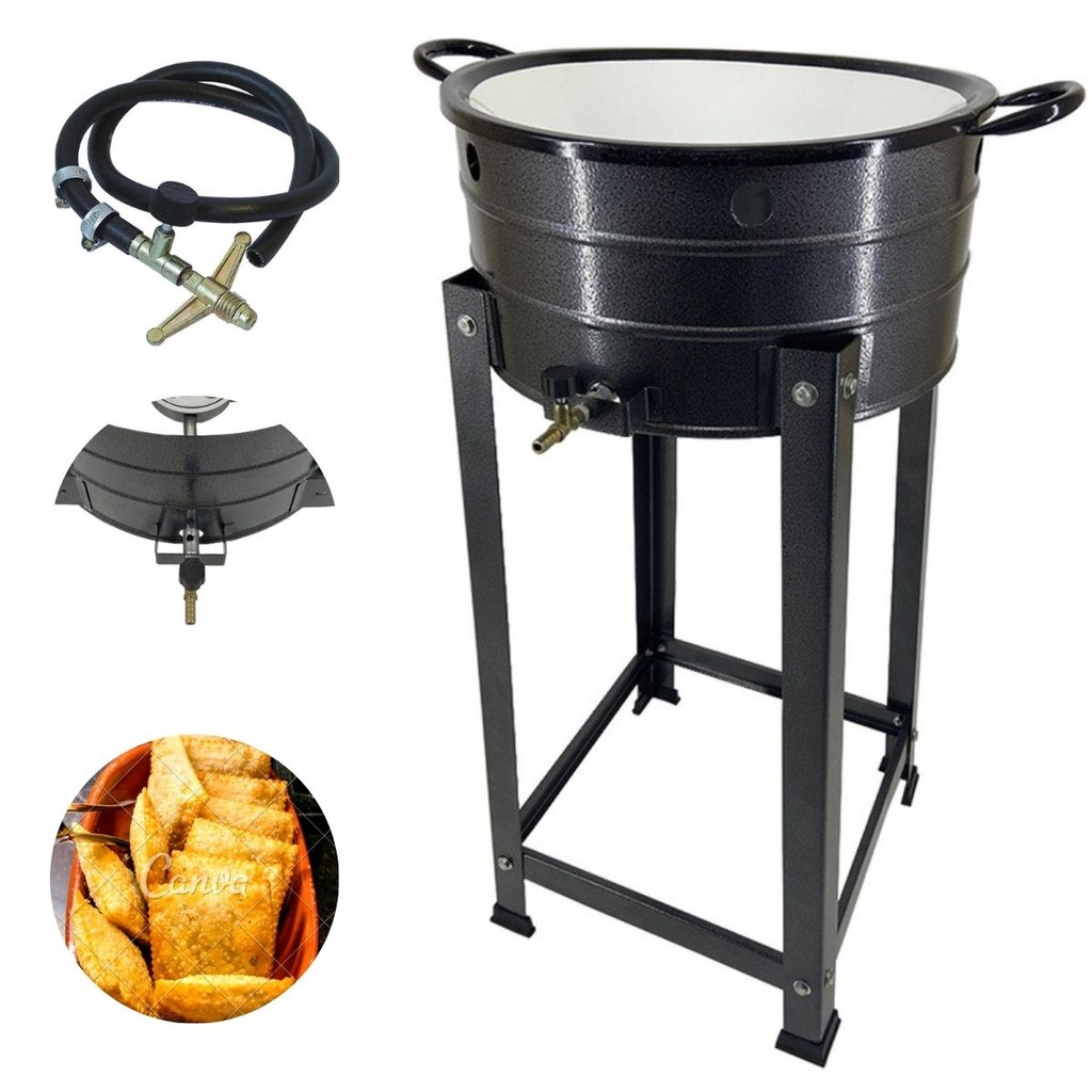 Fogareiro Tacho Fritura Para Pastel Batata Industrial Profissional Á Gás - 7 Litros
