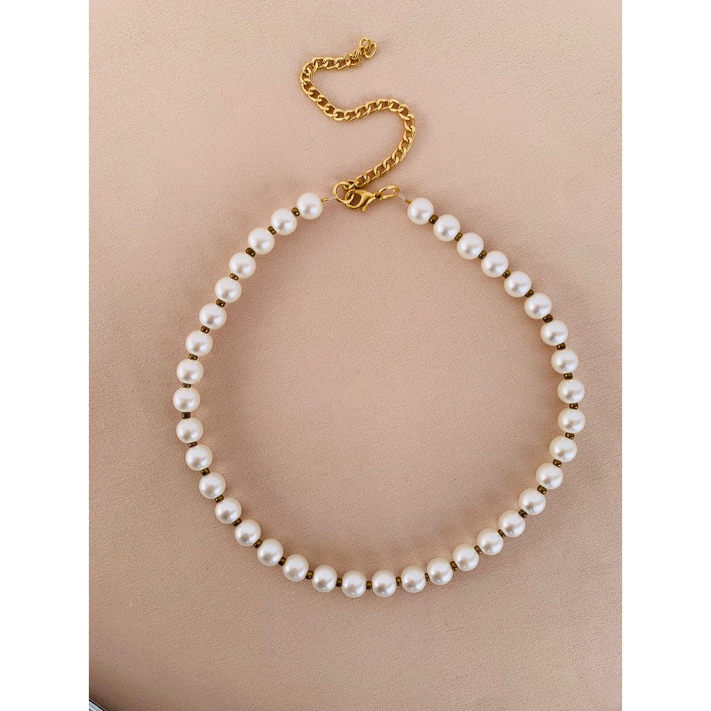 Colares chocker colar de pérolas com detalhes em miçangas a Ouro
