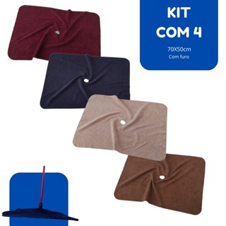 Kit  4 Panos de Limpeza Microfibra Mágico Macio  Com Furo para Rodo 70x50cm em Oferta na Shopee