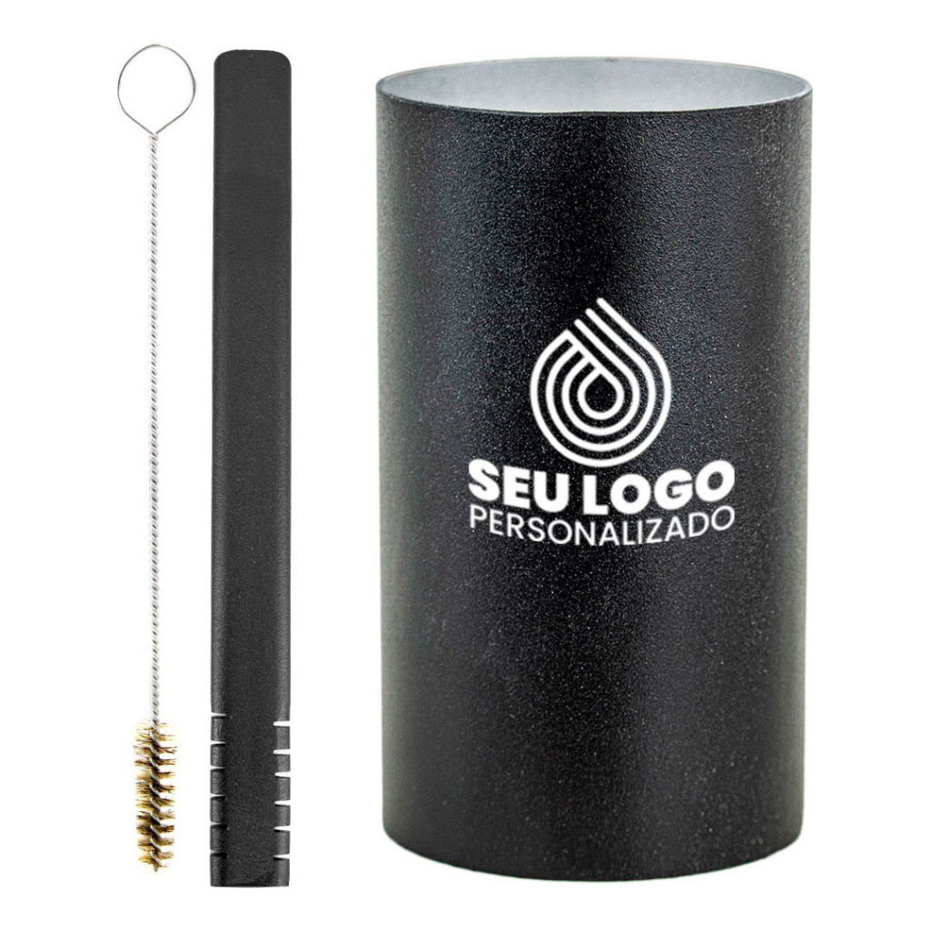 Kit Bomba Copo Terere Redondo Aço Inox Filete Personalize