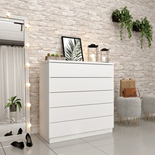 Cômoda 5 Gavetas Premium   Branco/Neve em Oferta na Shopee