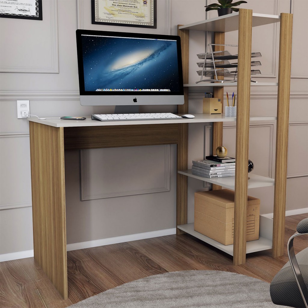 Mesa Escrivaninha Home Office 3 Prateleiras em Oferta na Shopee