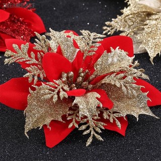 5/10/20 Pcs Flores De Natal Artificiais Glitter Falsas Flores Artificiais Decoração Para Ornamentos Da Árvore De Natal