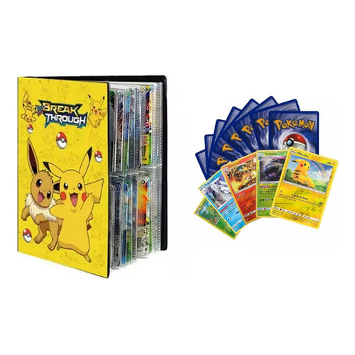 Álbum Oficial Pokémon Porta 240 Cartas Pikachu + 200 Cards