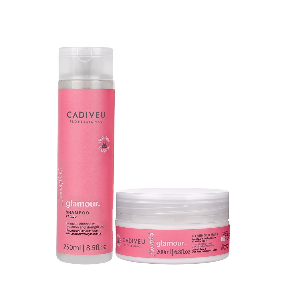 Kit Cadiveu Profissional Essentials Glamour Shampoo e Máscara (2 produtos) em Oferta na Shopee