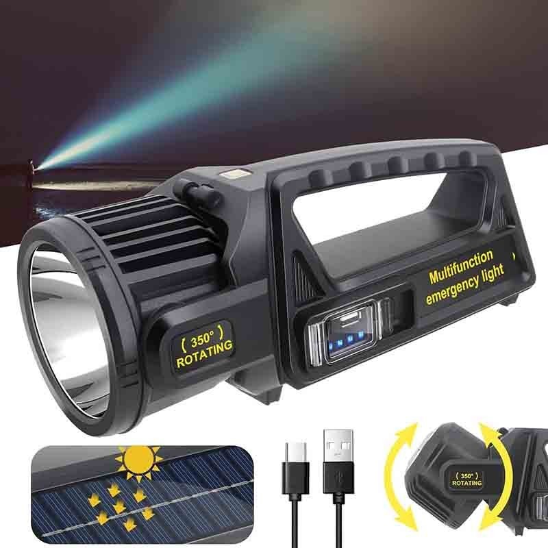 Lanterna LED Potente Recarregável USB Solar Carregador Portátil Para Camping piquenique
