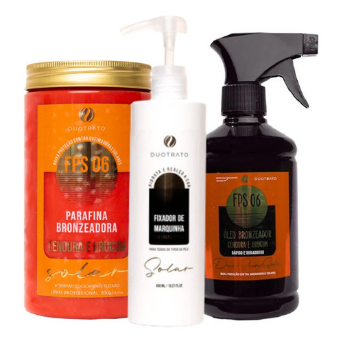 Kit Parafina Cenoura Urucum Oleo Fixador Duotrato Bronze