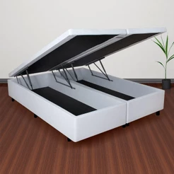 Base Box Baú Queen 158x198x42cm Courino Linho Branco