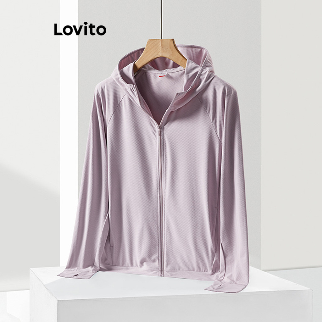 Lovito Jaqueta esportiva esportiva com bolso com zíper simples e esportiva para mulheres LNL89005 - Sports & Outdoors