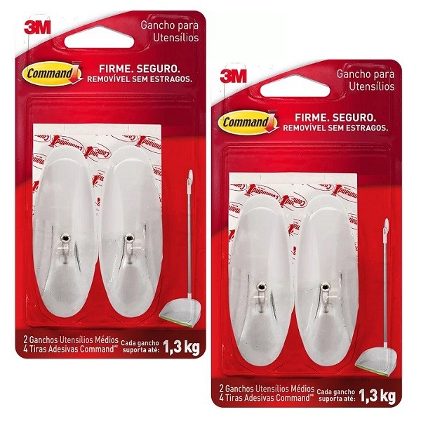 Kit com 4 Gancho Adesivo Command Medio ATE 1,3KG 3M em Oferta na Shopee