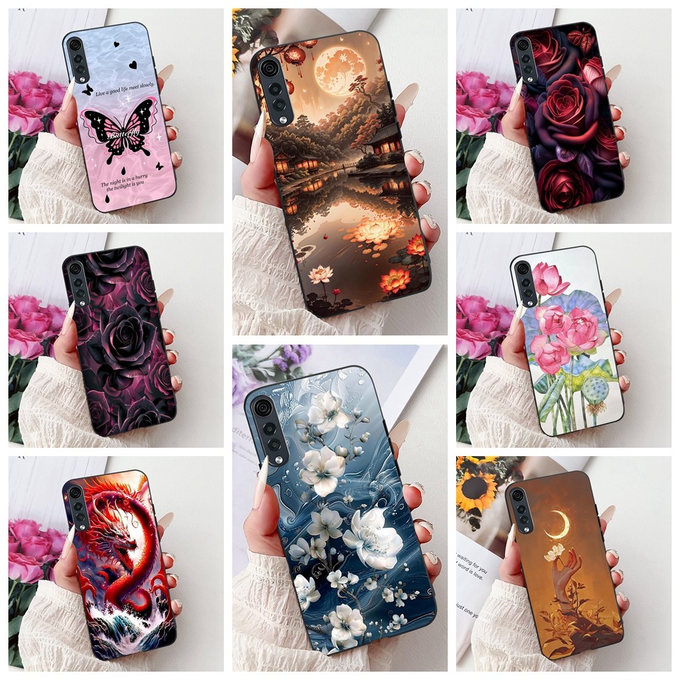 LG Velvet 4G Case 5G Estética Bonito Gato Moda Flores Pintadas Capa Traseira 5G UW De Telefone Silicone