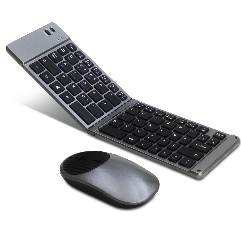 Kit Teclado E Mouse Dobrável Bluetooth E Wireless Portátil