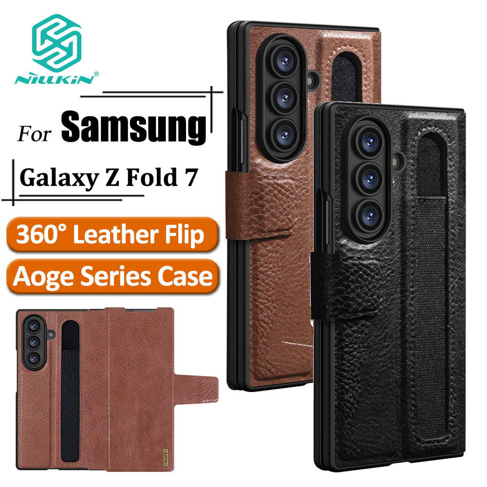 Nillkin Capa De Couro Luxuosa Aoge Para Samsung Galaxy Z Fold7/Fold 7 Telefone De Alta Qualidade À Prova De Choque De Ne em Oferta na Shopee
