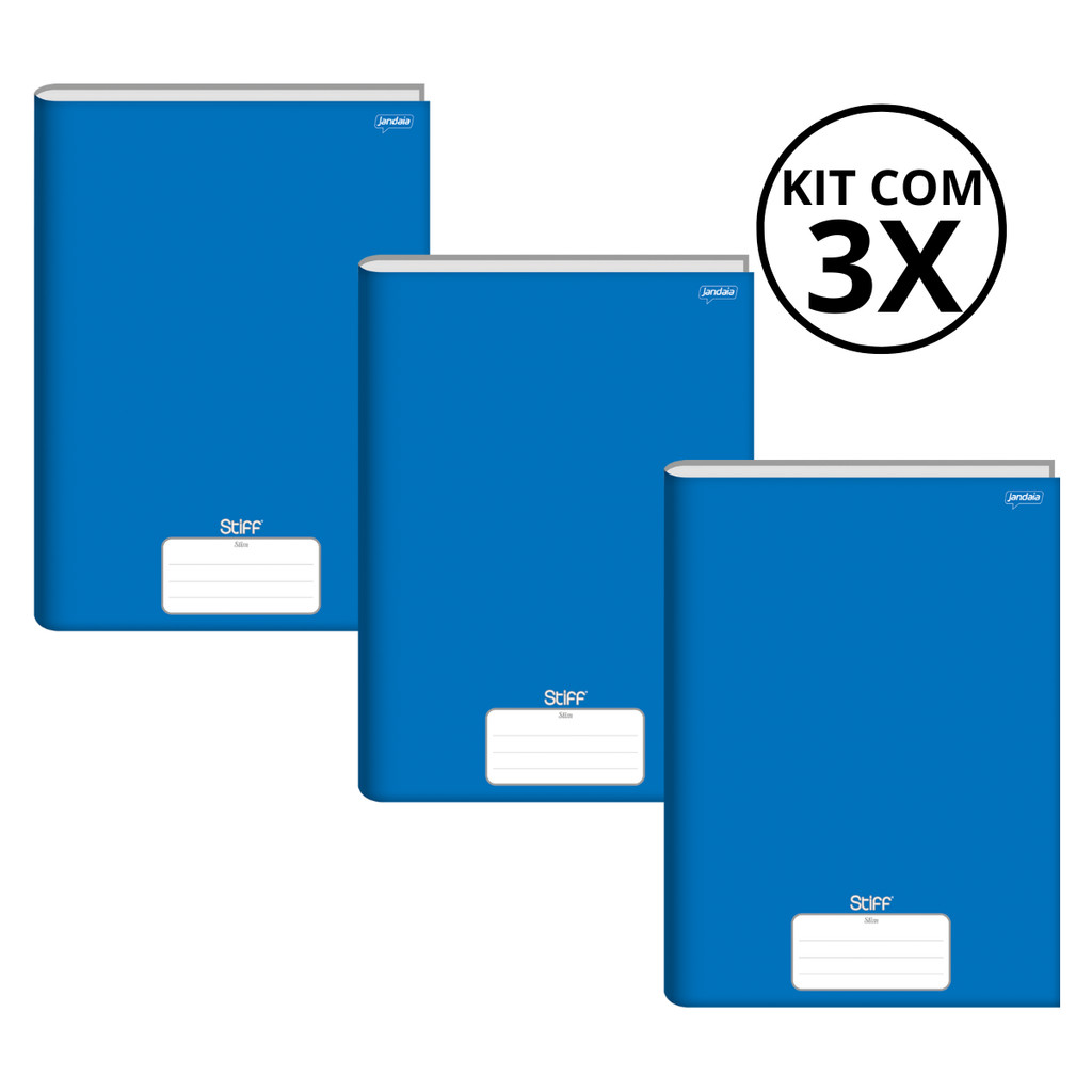 Kit Com 3 Caderno Brochura 80 Fls Pautado Capa Dura - Stiff KITS:KIT 07