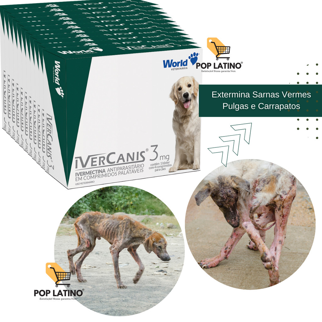 Ivercanis 3mg Vermífugo para Cães até 15kg | Elimina Vermes Sarnas Pulgas e Carrapatos em 48hs – Pet, Cachorro, Pet shop