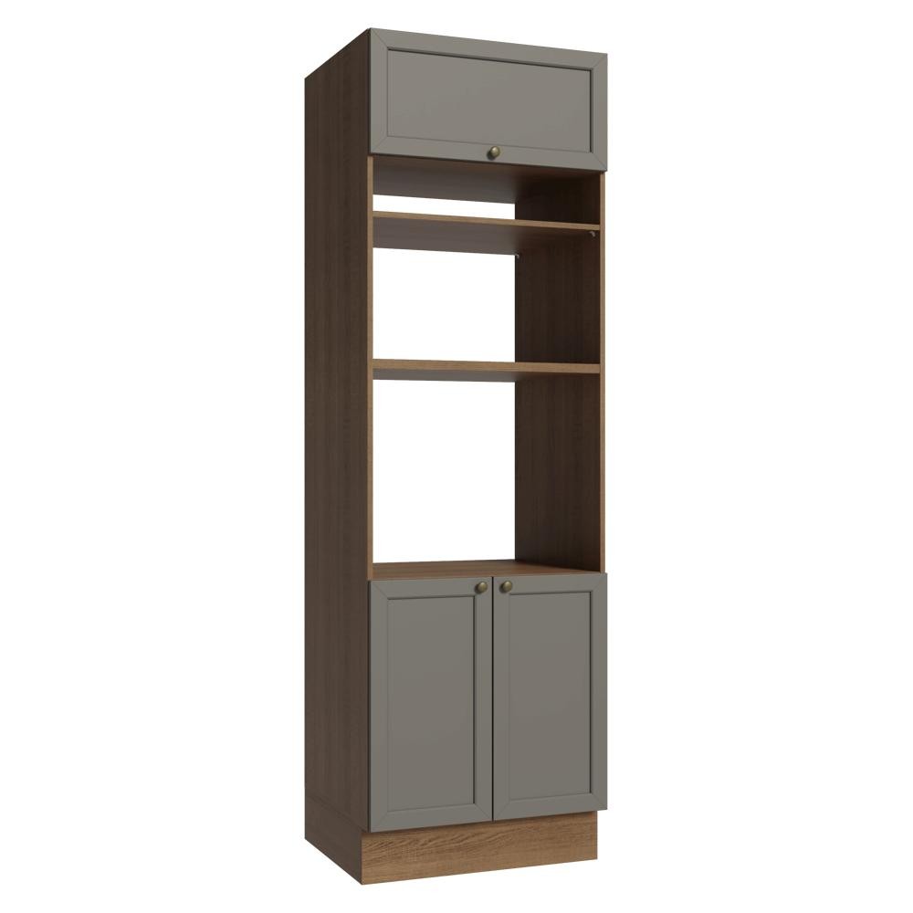 Torre Quente 70 cm 3 Portas Rustic/Cinza Vik Madesa