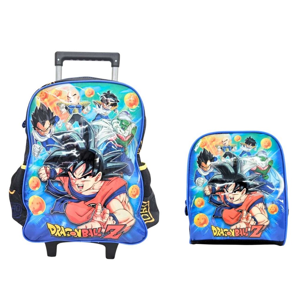 Kit Mochila com Rodinhas + Lancheira Térmica Dragon Ball Z Goku Vegeta