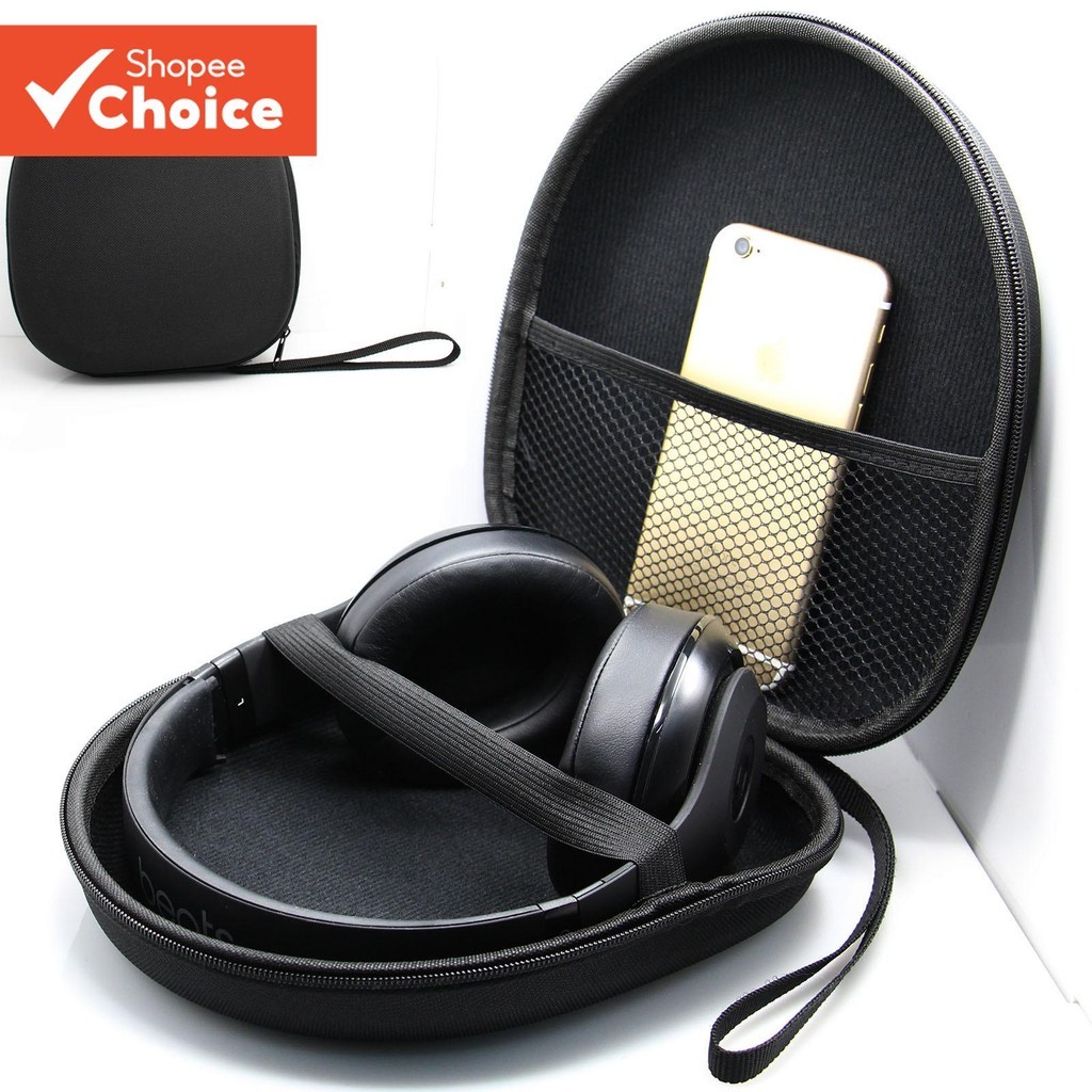 PU Universal Grande EVA Fone De Ouvido Caso Portátil Bolsa De Armazenamento À Prova De Choque Para Fones Bluetooth Preto