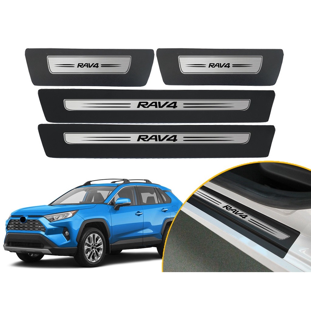 Jogo Soleira Adesiva Modelo Drop Carro Toyota RAV4 2010 2011 2012 2013 2014 2015 2016 2017 2018 2019 2020 2021 2022
