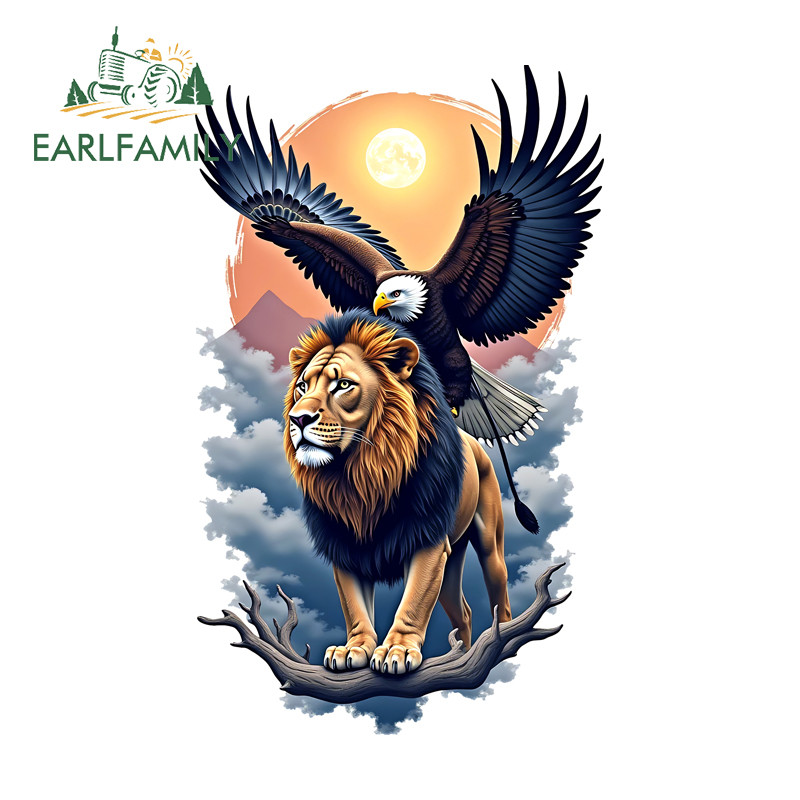 EARLFAMILY Águia Leão Japonês Colorido Adesivos De Carro Capacete Da Motocicleta Skate Portátil À Prova Dwaterproof Água em Oferta na Shopee