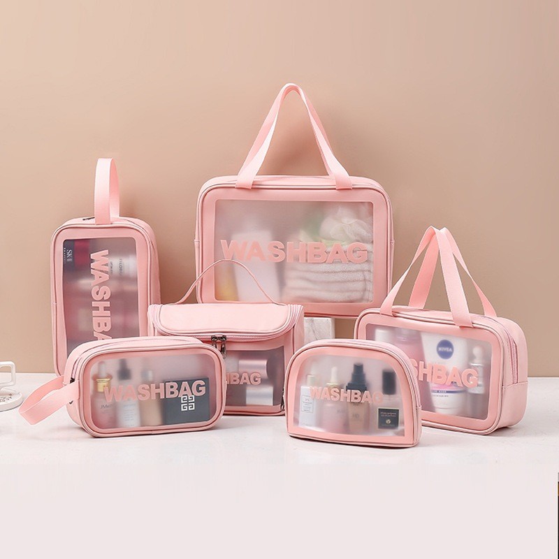 KIT 3 Necessaire Bolsa Portátil Transparente Para Viagem Cosméticos Produtos De Higiene Pessoal-Q3