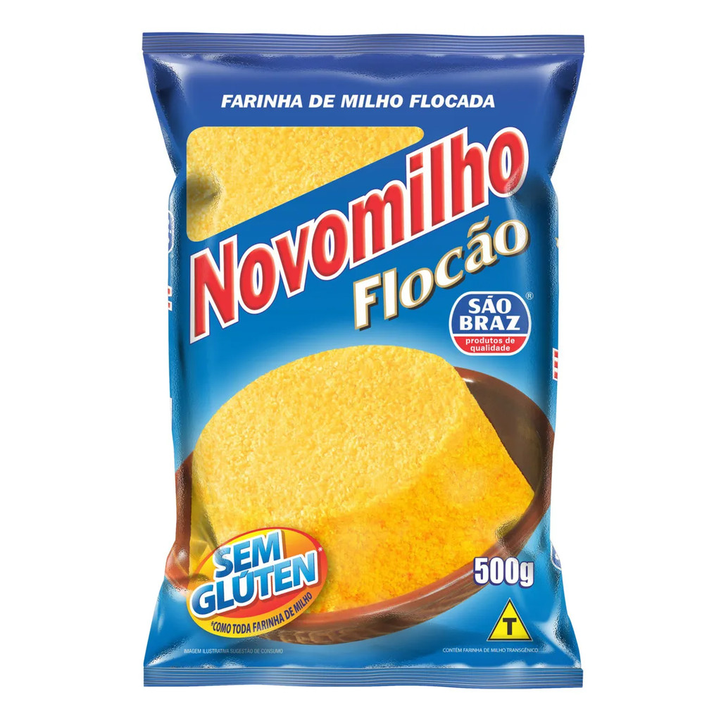 Flocão Milho Novomilho Cuscuz Farinha de Milho Flocada Sem Glúten São Braz 500g