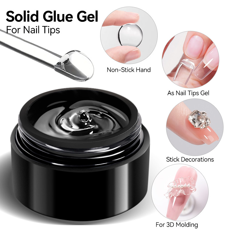 UR SUGAR Conjunto De Cola De Gel Sólida Para Unhas , 5 Peças , Prensar Nas Adesivo Forte , Ponta Transparente , Kit UV