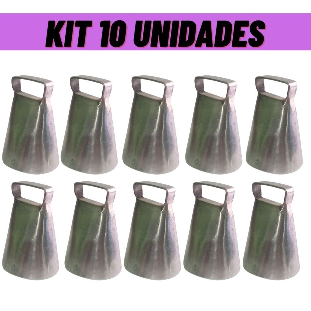 kit 10 Sino Bezerro Sincerro Para Cabras Bode Cabritos Garrotes Boi Vaca Touro 8cm Pequeno
