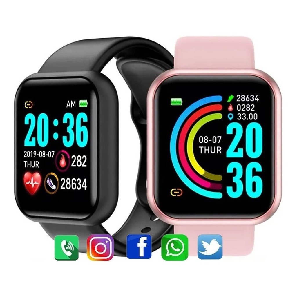 Relogio Inteligente Smartwatch D20 Bluetooth IOS e Android (Preto)