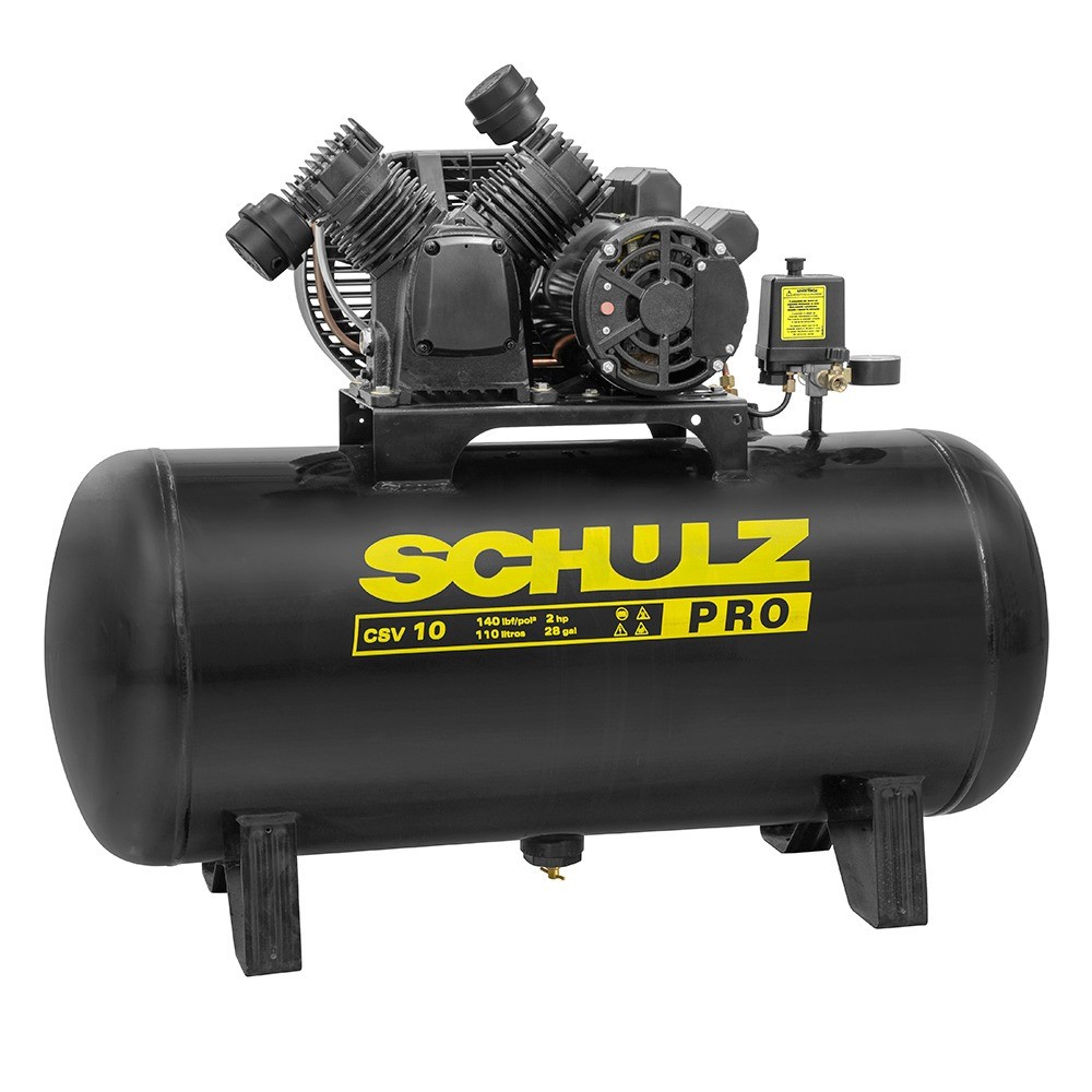 Compressor de ar 10 pés 110L 2 hp 140 libras monofásico - PRO CSV 10/110 Schulz - Home & Living