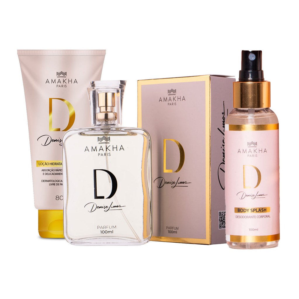 Kit Luxo D Feminino: Perfume 100ml + Body Splash + Hidratante | Amakha Paris em Oferta na Shopee