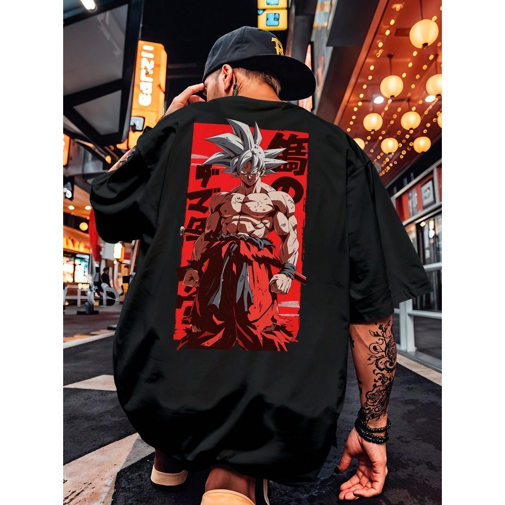 Camiseta Premium em Algodão Puro Camiseta Camisa Oversized Streetwear dragon ball Genki Dama