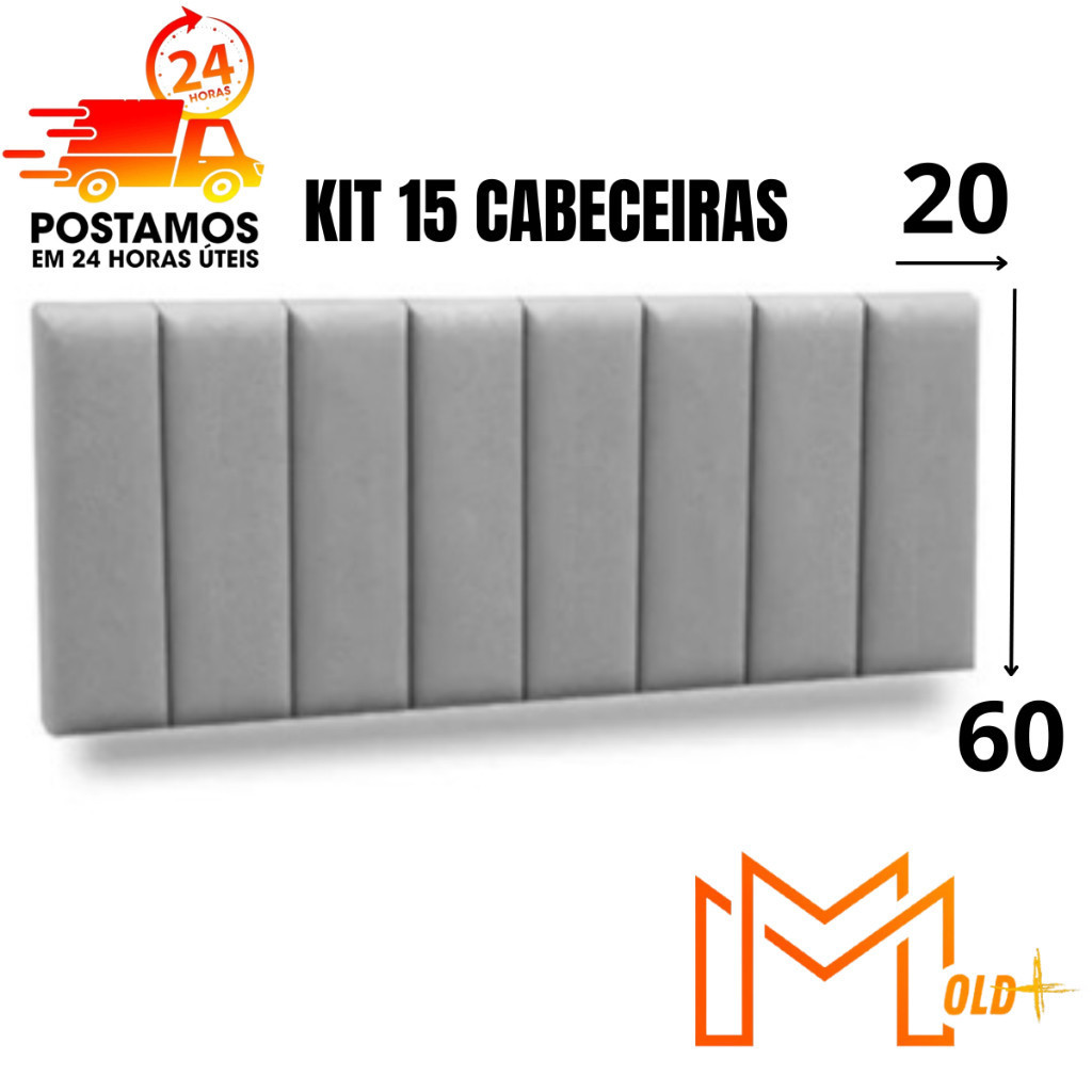 Kit Até 15 Cabeceiras Estofadas Decorativas Autocolantes – Modular 60x20 cm em Oferta na Shopee