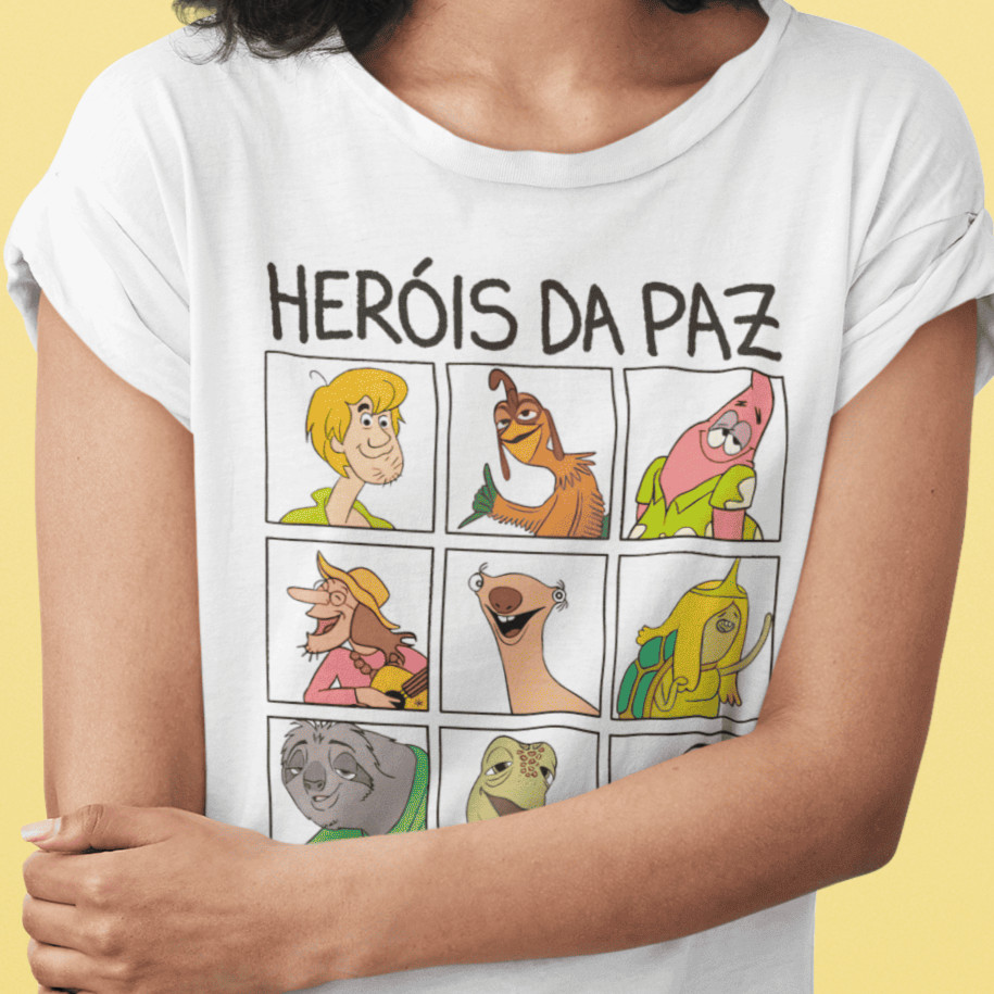 Camiseta Feminina Herois Da Paz Personagens Icônicos Desenho Antigo Geek Unissex ENVIO IMEDIATO