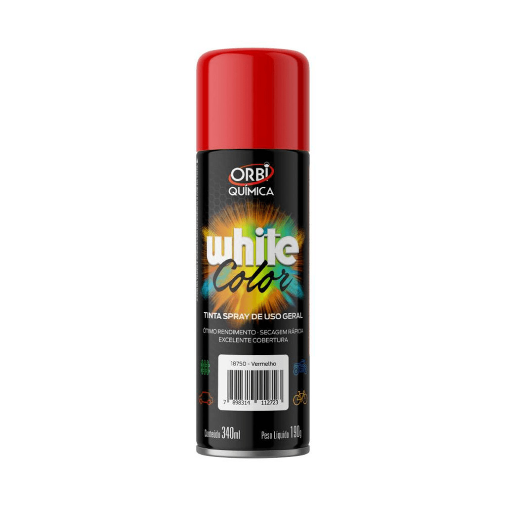 Tinta Spray Cor Vermelho Orbi 340ml - 220g em Oferta na Shopee