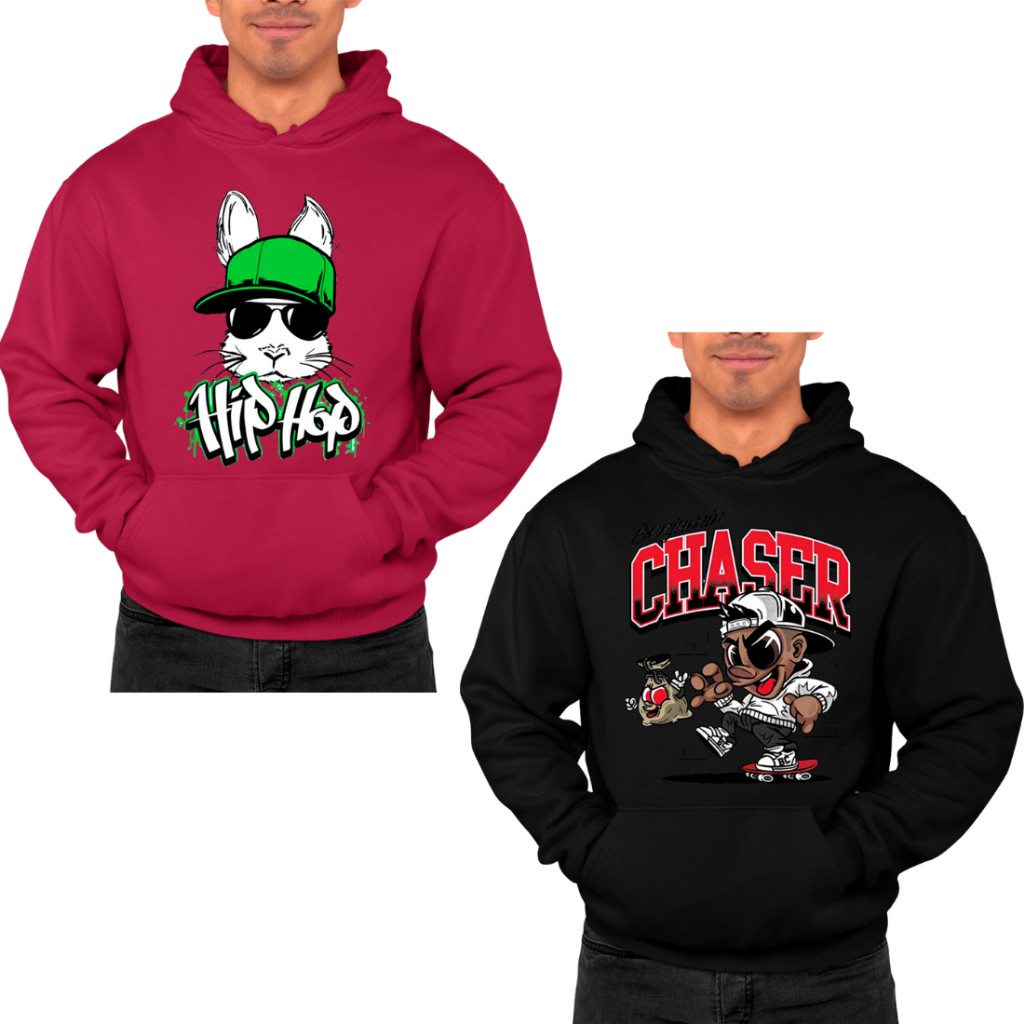 Kit 2 Casaco Moletom de Frio Masculino Coelho Hip Hop E Homenzinho Chaser Skatista Promoção Top