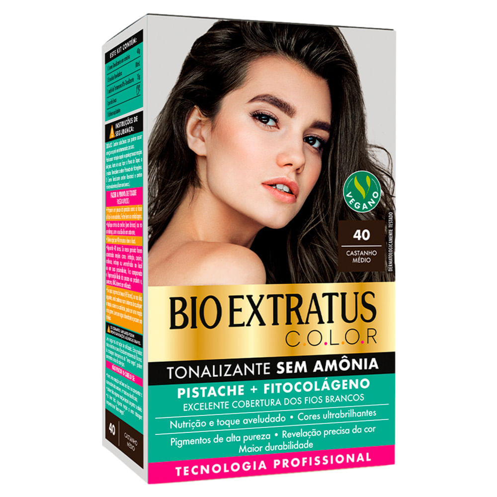 Tonalizante Bio Extratus Color Sem Amônia Cor 40 Castanho Médio - Beauty