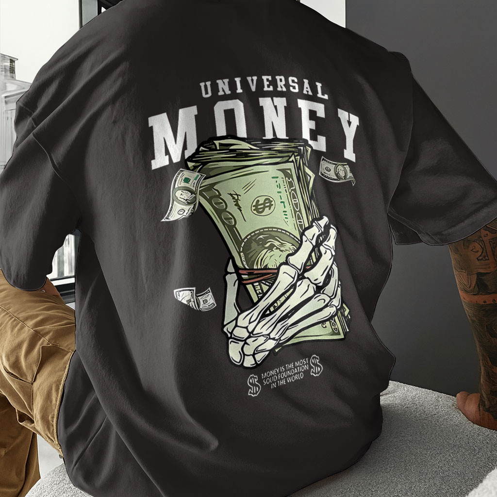 Camiseta Oversized Universal Money | Estilo Streetwear Criativo