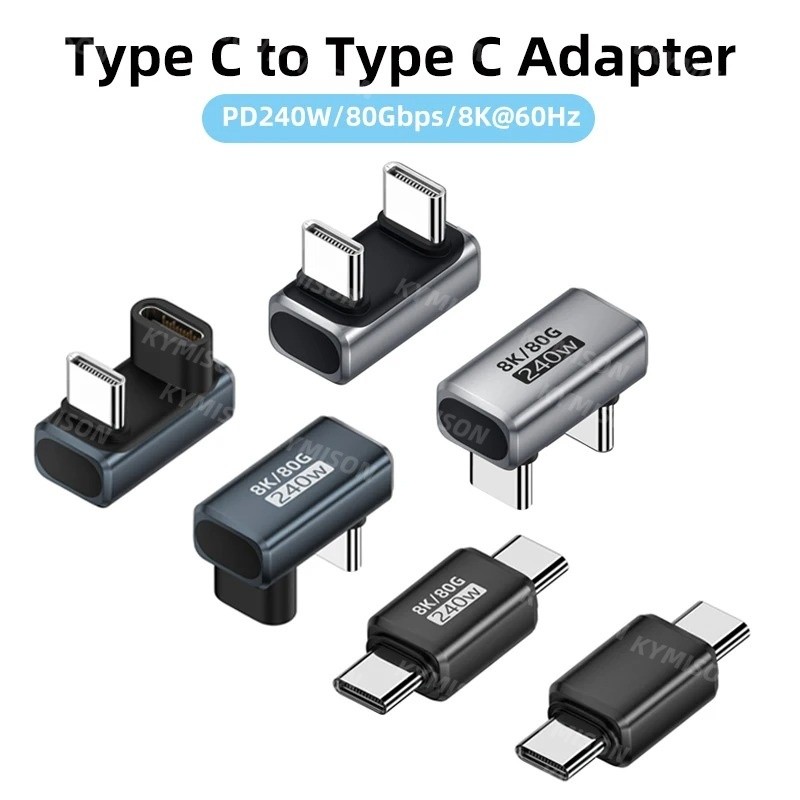 Adaptador USB C Para 80Gbps 8K 60Hz Conversor Em Forma De U USB4.0 PD240W Carregamento Rápido Tipo Extensor Thunderbolt