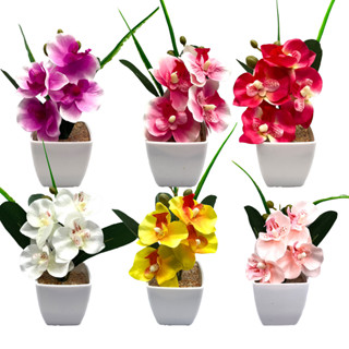 KIT 6 Arranjos Orquidea Artificial Cetim Enfeite Colorido em Oferta na Shopee