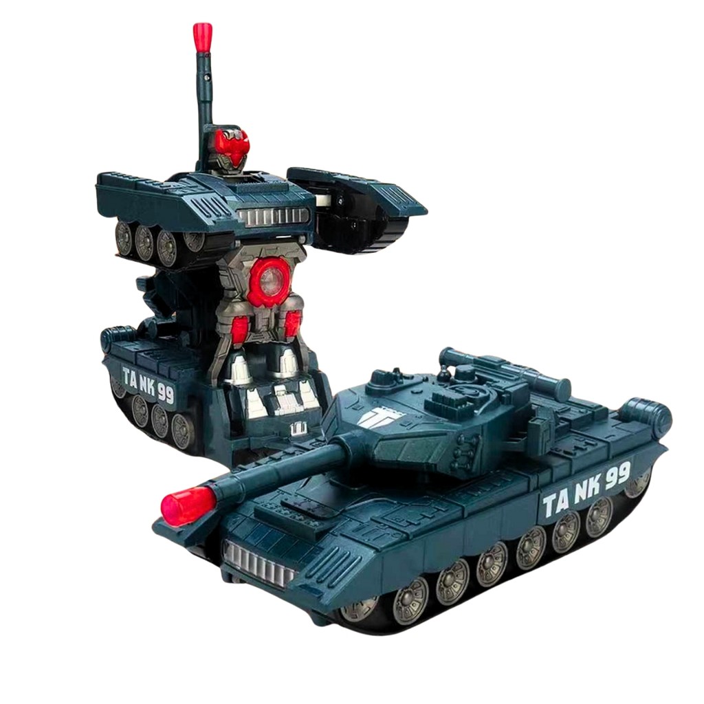 Brinquedo infantil Tanque carro vira  Robô transforme com luz som bate e volta presente para menino
