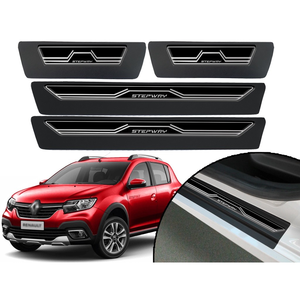 Jogo De Soleira Resinada Porta Modelo Elegance Renault Sandero Stepway 2015 2016 2017 2018 2019 2020 2021 2022