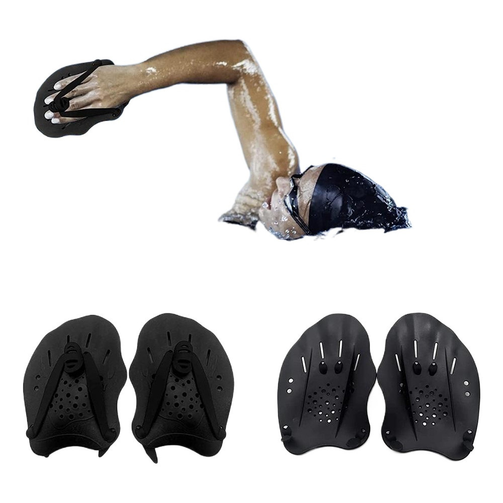 Palmar Natação Silicone Ergonômico Preto