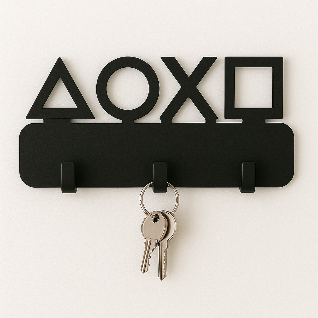 Porta Chaves Gamer PlayStation MDF – Suporte de Parede Decorativo Geek Console PS5 PS4